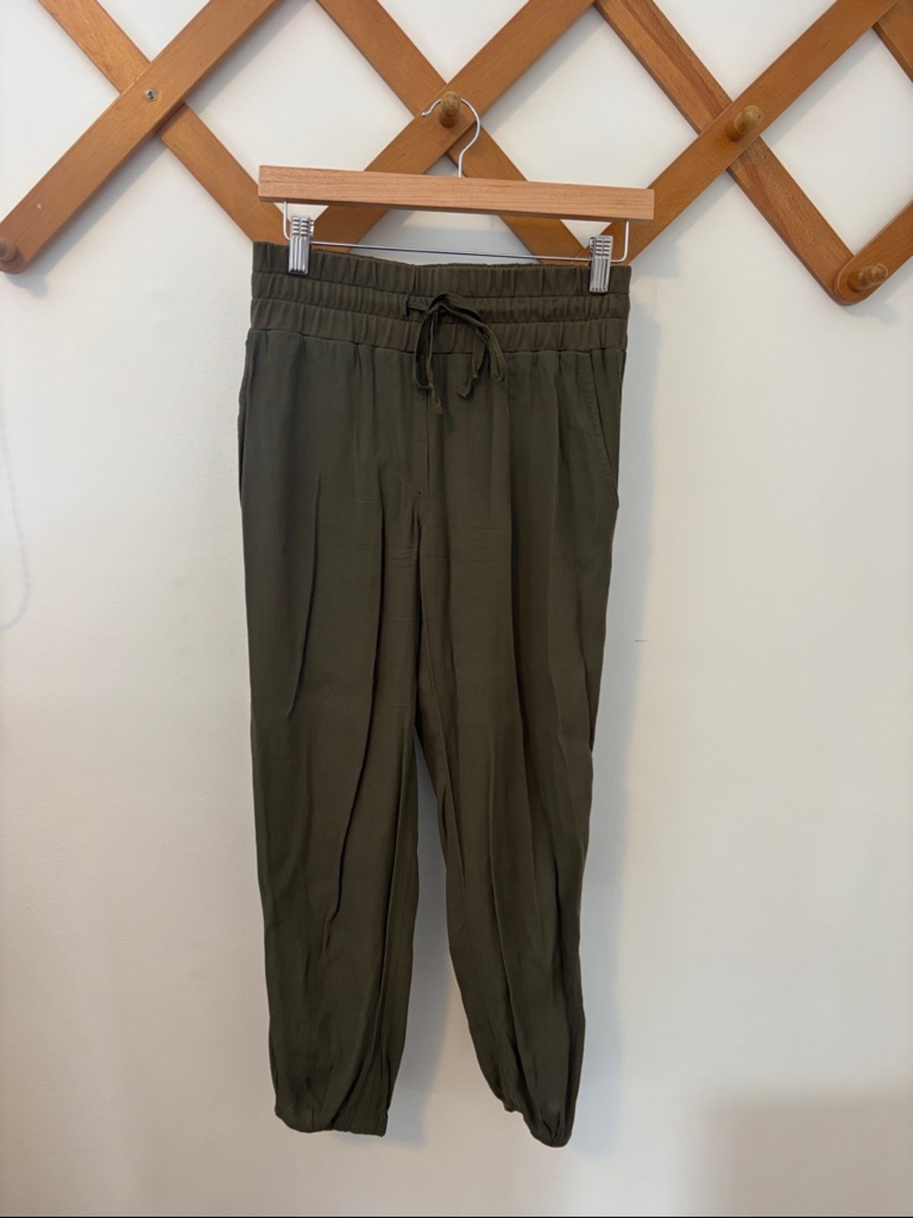 Olive Drawstring Trouser Pants